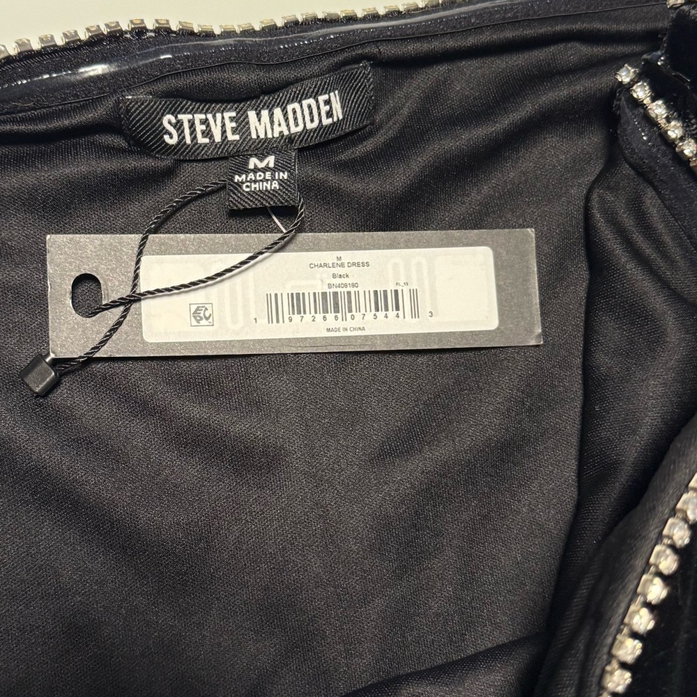 ⭐️Host Pick⭐️ Steve Madden Rhinestone Trim Black Velvet ‘Charlene’ Midi Dress - Picture 12 of 12
